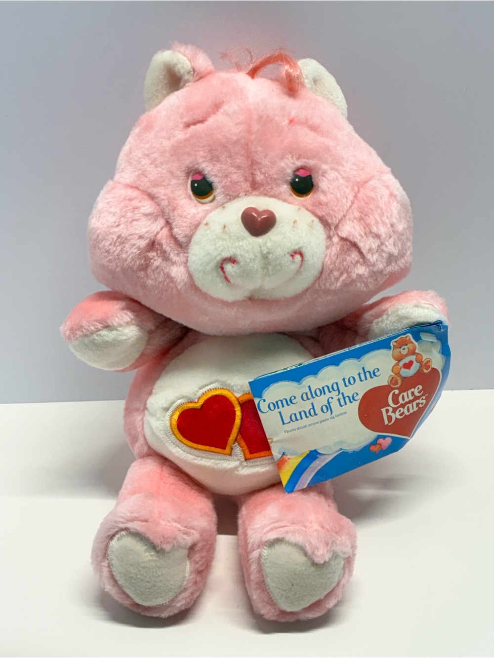 Vintage 1983 Kenner Care Bears Love-A-Lot Pink Bear Plush 13” NWT